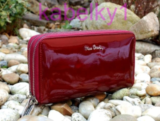 Dámská peněženka červená kůže lakovaná dva zipy Pierre Cardin